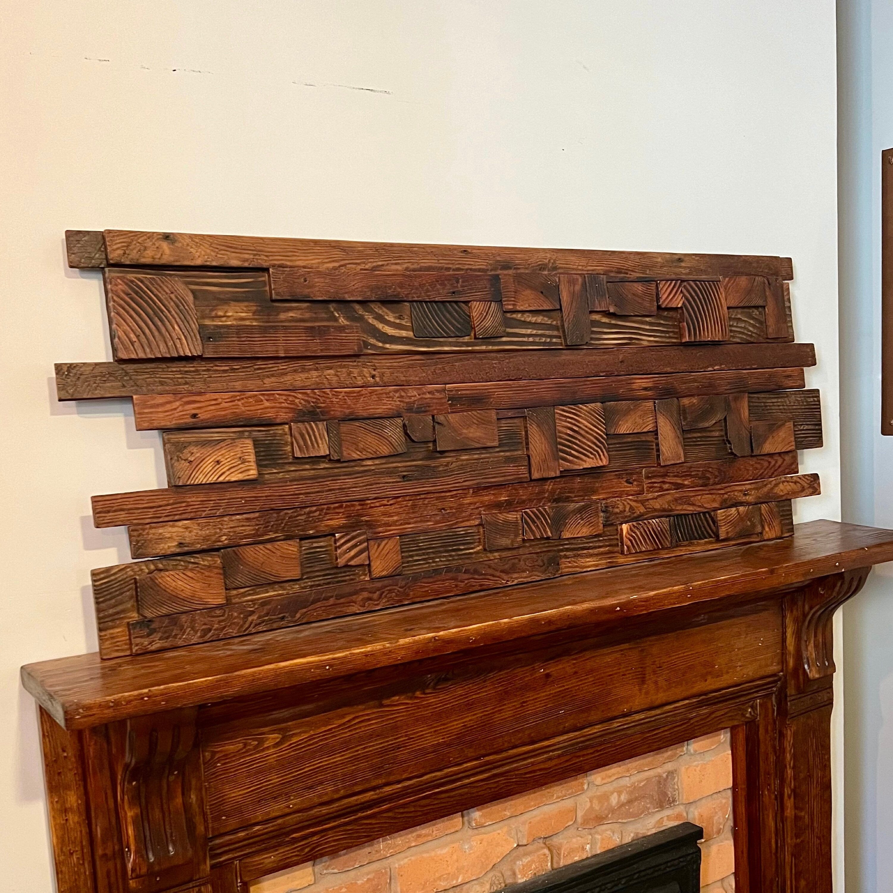 Wall Reclaimed Wood Art Decor, modern large Rustic Mix Media, Sculpture Geometric Abstract County Cabin 3d Mosaic Farmhouse Coastal Wall Art