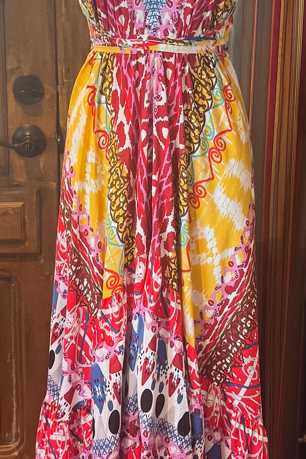 Boho Halter Maxi Dress: Ruffle Rayon Bohemian Festival Dress
