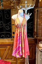 Boho Festival Dress, Bohemian Silk Dress, Ethnic Beach Short Dress, Festival Dress, Hippie Dress, Women Vintage Silk Boho Chic Gypsy Dress