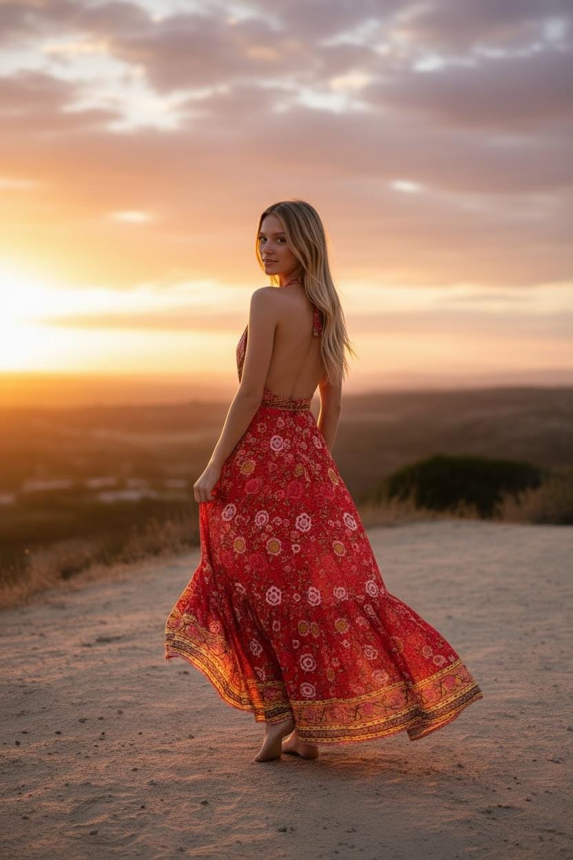 Boho Ruffle Long Dress, Hippie Dress, Open back Dress, Bohemian Festival Ethnic Dress, Boho Chic Dress, Beach Halter Ruffle Gypsy Dress