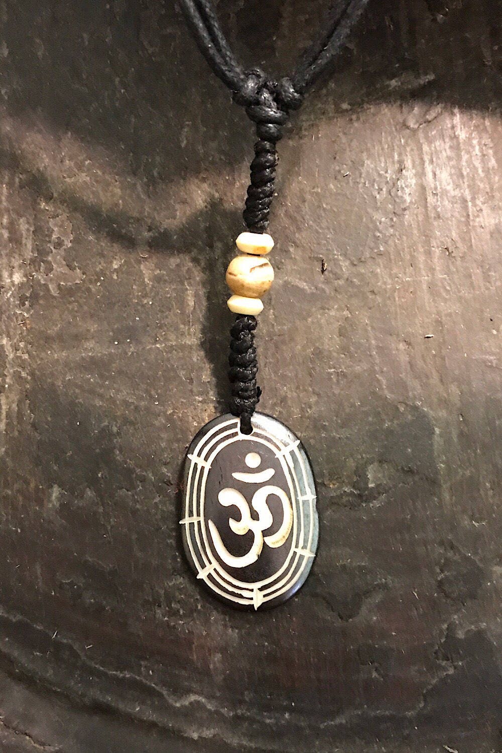 Carved Bone Pendant Necklace/ Chakra Necklace/ BoHo Bone Necklace/ Om Pendant/ Festival Jewelry/ Bone Pendant/ Spiritual Jewelry Gifts