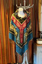Festival Hooded Poncho: Unisex Boho Woven Wool Blend