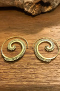 Spiral Brass Earrings/ Bucklace d'oreille Laiton Lotus/ Boho Earrings/ Tribal Jewelry/ Gypsy Hoop Earrings/ Ethnic Earrings/ Laboho