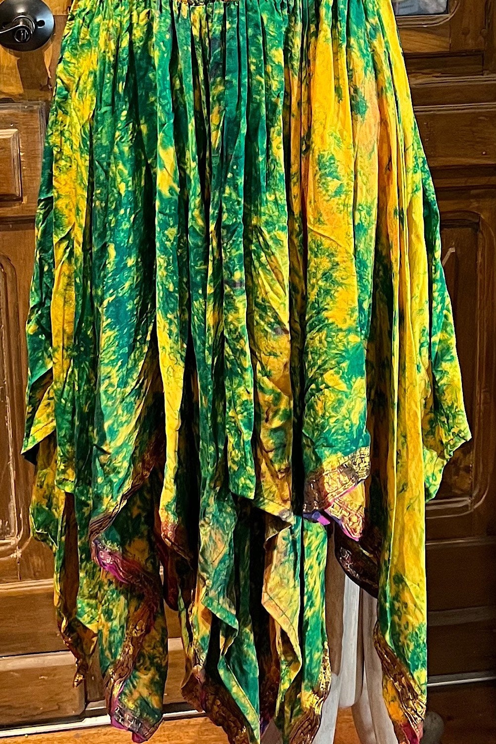 Bohemian Dress,  Tie Dye Vintage Sari Silk Bohemian Boho Chic Festival Ethnic Hippie Summer dress, Gypsy Dress, Fairy Beach Boho Dress,
