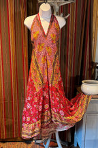 Boho Ruffle Long Dress, Hippie Dress, Open back Dress, Bohemian Festival Ethnic Dress, Boho Chic Dress, Beach Halter Ruffle Gypsy Dress