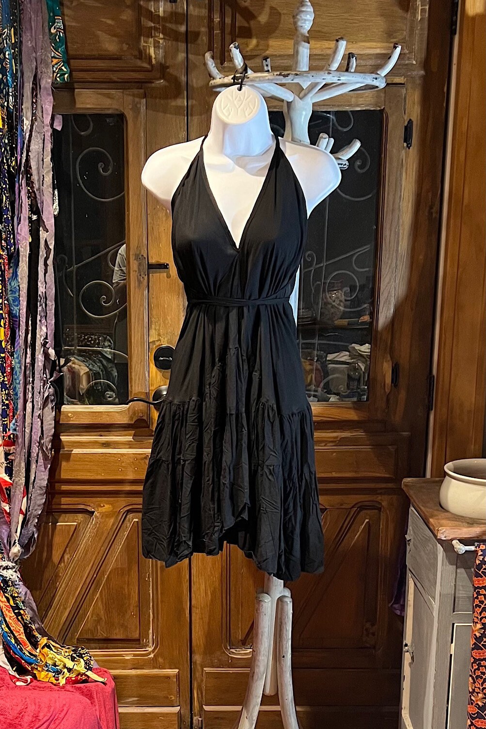 Boho Ruffle Dress, Hippie Dress, Open back Dress, Bohemian Festival Ethnic Dress, Boho Dress, Beach Halter Ruffle Dress Gypsy Boho Dress
