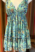 Boho Short Ruffle Dress, Hippie Dress, Open back Dress, Bohemian Festival Ethnic Dress, Boho Dress, Beach Halter Ruffle Boho Gypsy Dress