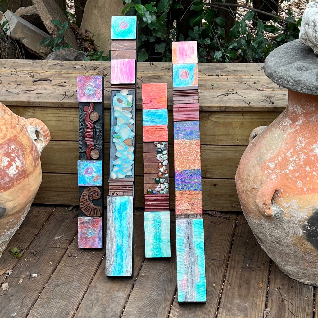 Wall totem Art, Totem Art, Reclaimed Wood Wall modern totem Rustic Mix Media, Sculpture Geometric Abstract County Cabin Farmhouse Beach Art