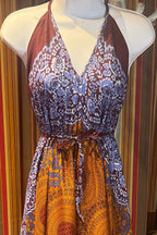 Boho Long printed Dress, Hippie Dress, Open back Dress, Bohemian Festival Ethnic Dress, Boho Dress, Beach Halter Ruffle Boho Gypsy Dress