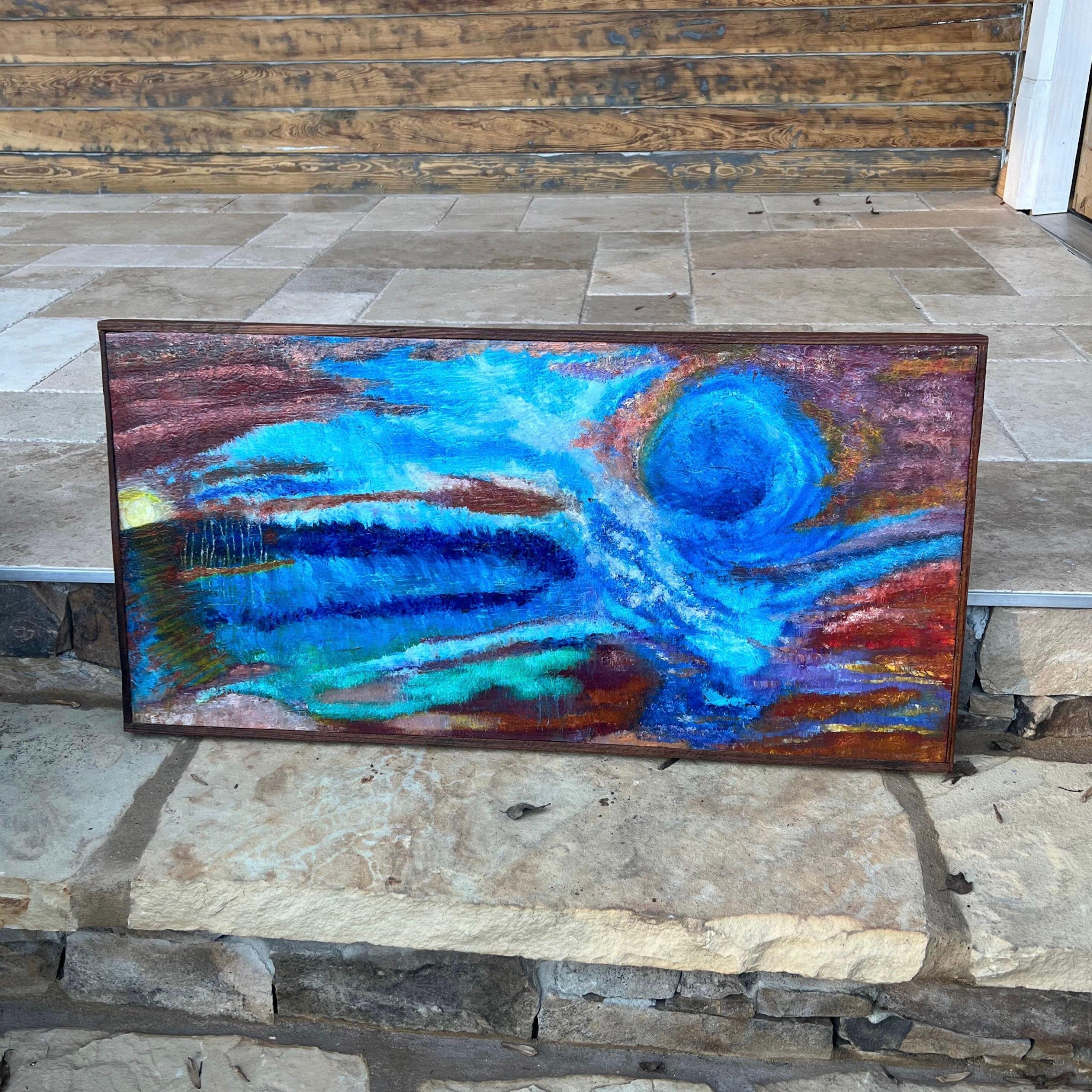 Wall Modern Large Reclaimed Wood Art, Abstract Mix Media Decor Original Oil Painting Wall Art, Farmhouse country CabIn Contemporary Decor