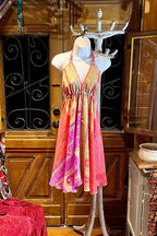 Boho Festival Dress, Bohemian Silk Dress, Ethnic Beach Short Dress, Festival Dress, Hippie Dress, Women Vintage Silk Boho Chic Gypsy Dress