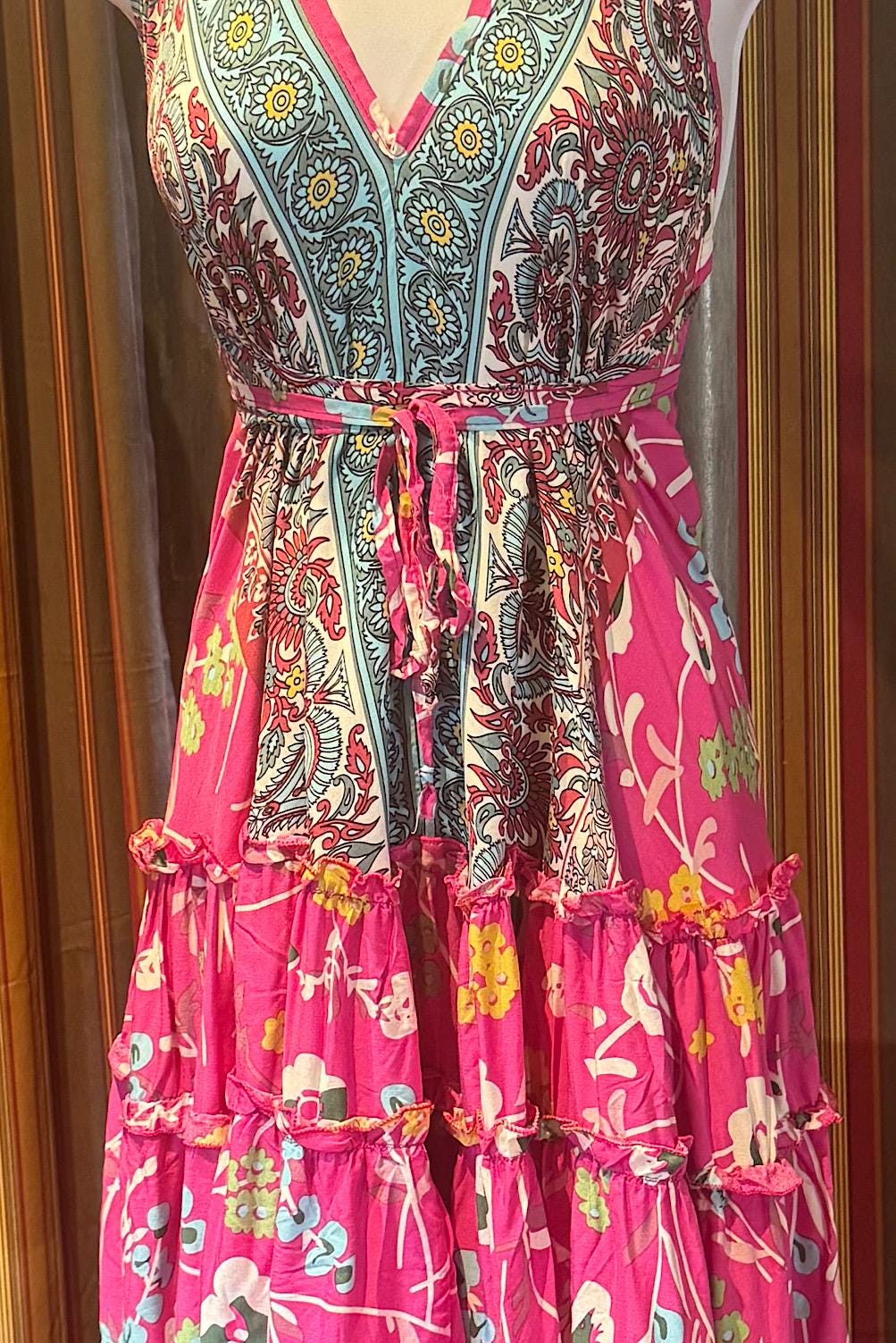 Boho Ruffle Dress, Hippie Dress, Open back Dress, Bohemian Festival Ethnic Dress, Boho Dress, Beach Halter Ruffle Dress Gypsy Boho Dress