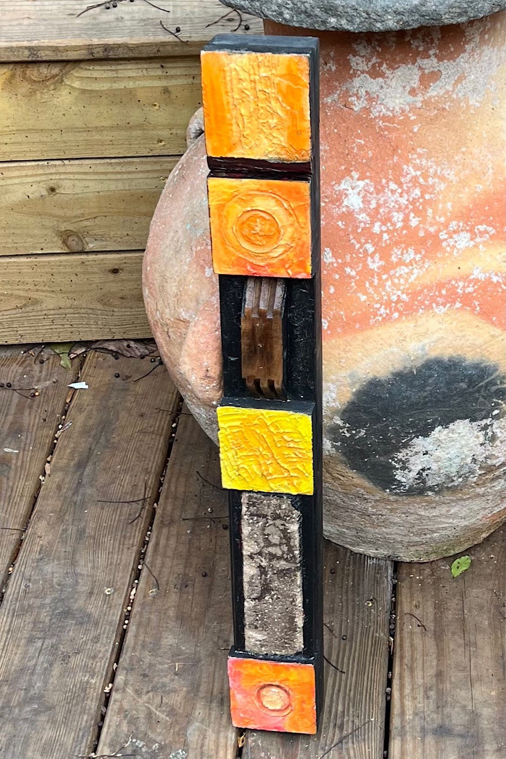 Wall totem Art, Totem Art, Reclaimed Wood Wall modern totem Rustic Mix Media, Sculpture Geometric Abstract County Cabin Farmhouse Beach Art