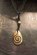 Carved Bone Pendant Necklace/ Chakra Necklace/ BoHo Bone Necklace/ Mantra Pendant/ Festival Jewelry/ Bone Pendant/ Spiritual Jewelry Gifts