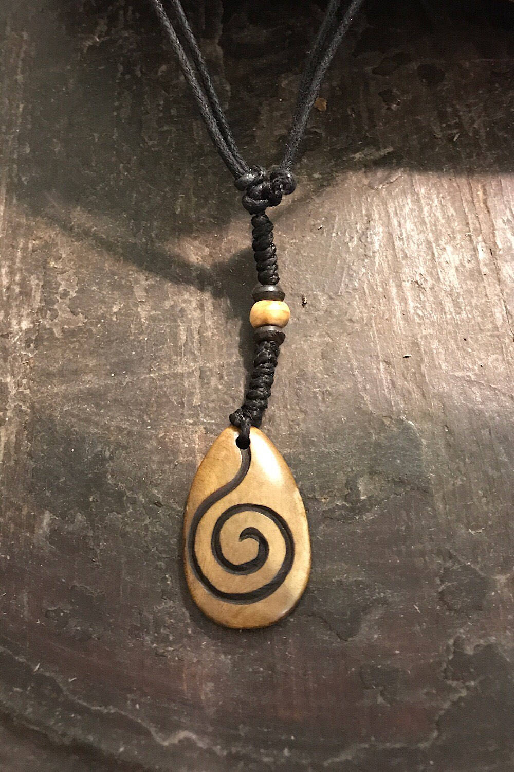 Carved Bone Pendant Necklace/ Chakra Necklace/ BoHo Bone Necklace/ Mantra Pendant/ Festival Jewelry/ Bone Pendant/ Spiritual Jewelry Gifts