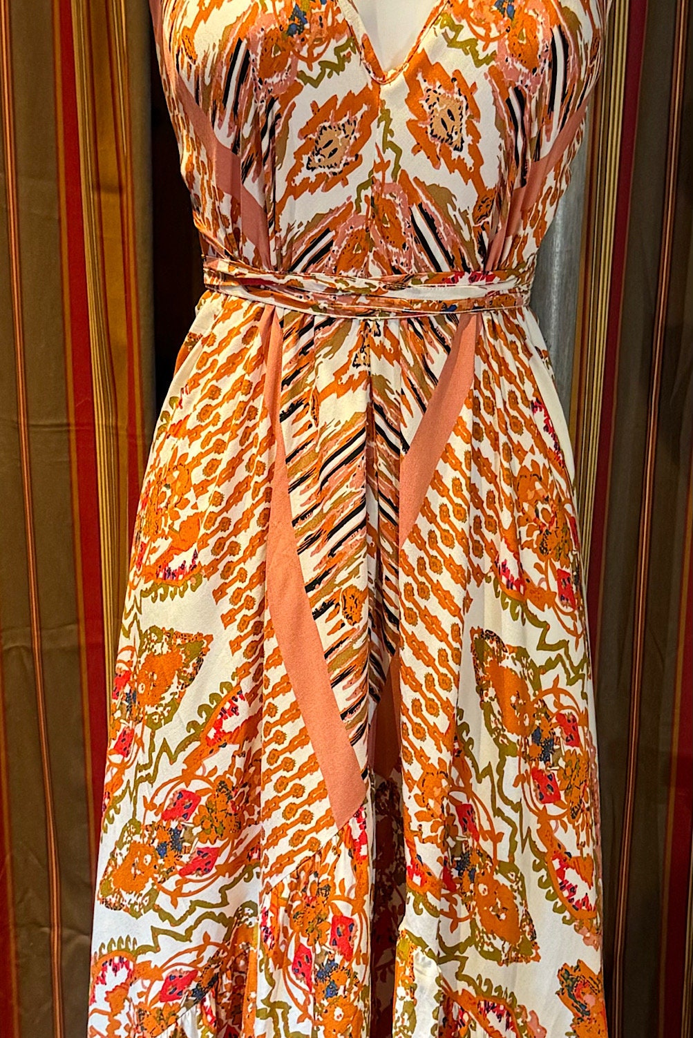 Boho Ruffle Long Dress, Hippie Dress, Open back Dress, Bohemian Festival Ethnic Dress, Boho Chic Dress, Beach Halter Ruffle Gypsy Dress