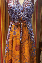 Boho Long printed Dress, Hippie Dress, Open back Dress, Bohemian Festival Ethnic Dress, Boho Dress, Beach Halter Ruffle Boho Gypsy Dress