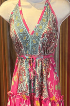 Boho Ruffle Dress, Hippie Dress, Open back Dress, Bohemian Festival Ethnic Dress, Boho Dress, Beach Halter Ruffle Dress Gypsy Boho Dress
