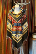 Festival Hooded Poncho: Unisex Boho Woven Wool Blend