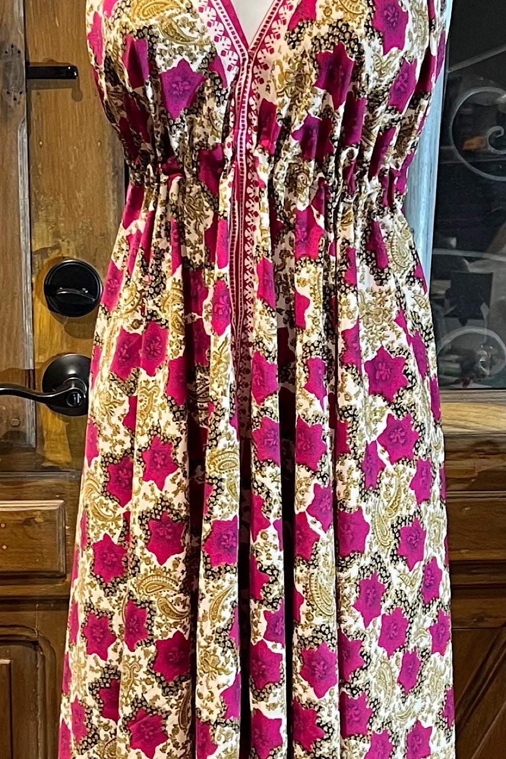 Boho Silk Dress, Bohemian Halter, Dress Ethnic Beach Dress, Festival Dress, Hippie Dress, Vintage Recycled Silk Dress, Boho Chic Gypsy Dress