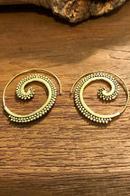 Spiral Brass Earrings/ Bucklace d'oreille Laiton Lotus/ Boho Earrings/ Tribal Jewelry/ Gypsy Hoop Earrings/ Ethnic Earrings/ Laboho