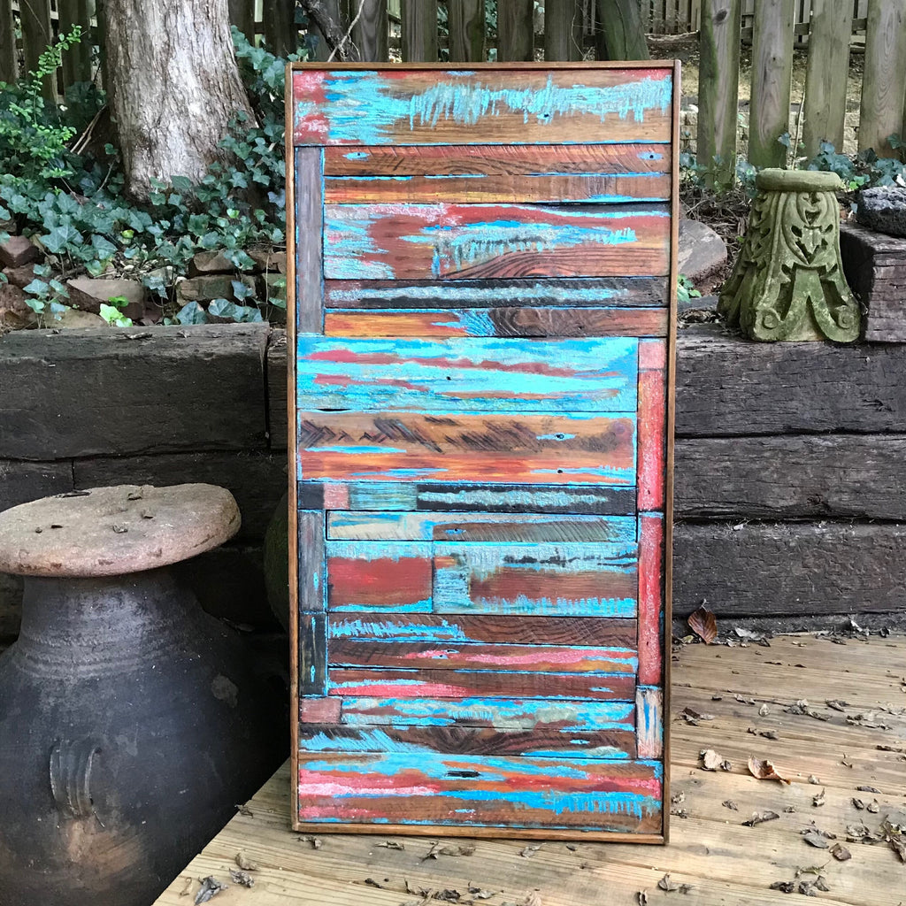 Wall Reclaimed Wood Art Decor, modern Rustic large Mix Media, Sculpture Geometric Abstract County Cabin 3d Mosaic Farmhouse Coastal Wall Art