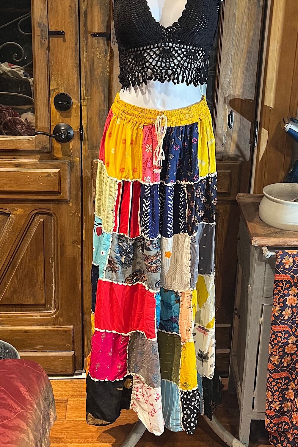 Boho long Skirt, Patchwork Long Maxi Skirt, Bohemian Boho Chic Festival Skirt, Ethnic Hippie Summer One Size Feminine Long Skirt, Boho SkIrt