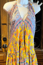 Boho Ruffle Dress, Hippie Dress, Open back Dress, Bohemian Festival Ethnic Dress, Boho Dress, Beach Halter Ruffle Dress Gypsy Boho Dress