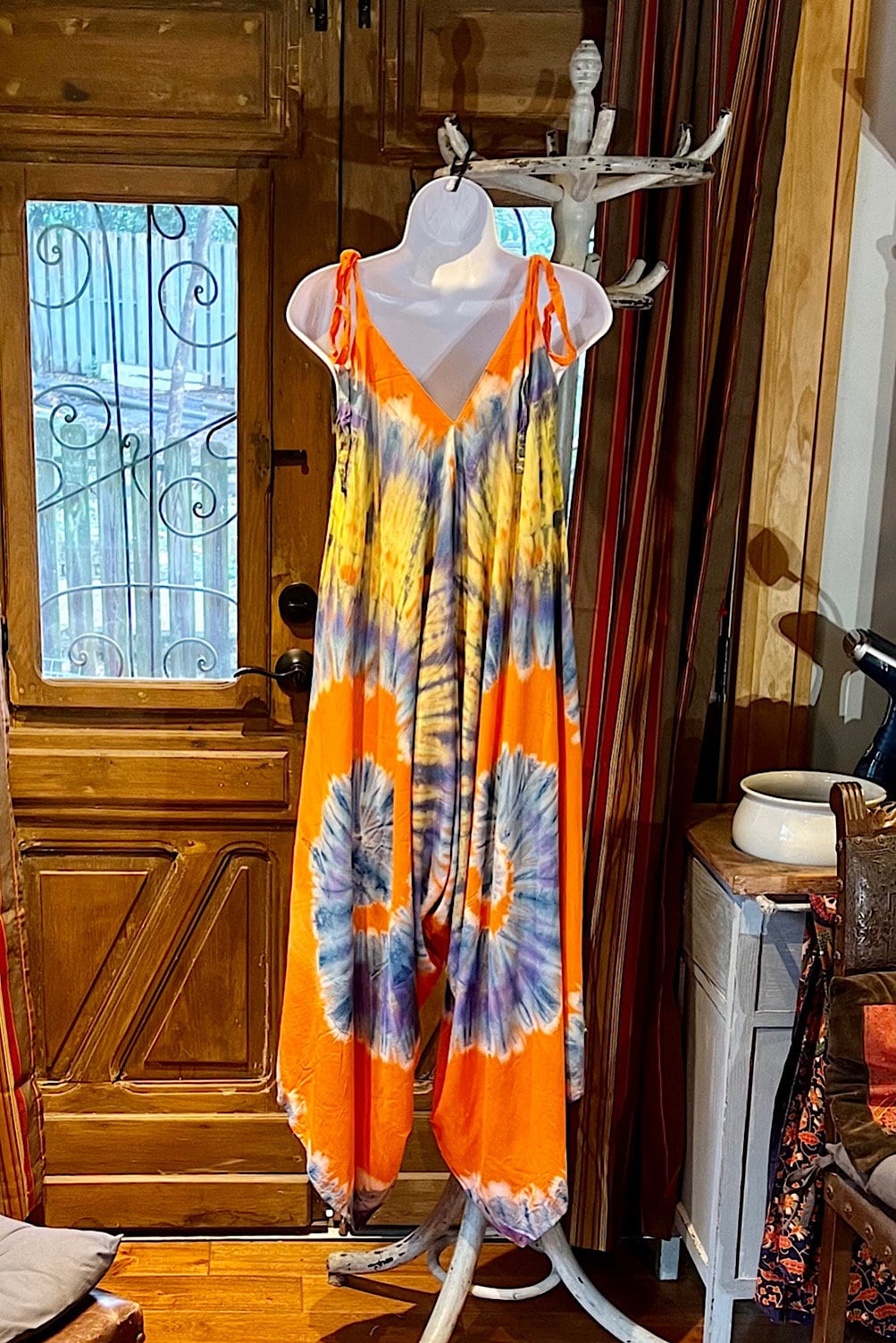Boho Tie Dye Jumpsuit, Bohemian Clothing, Boho jumpsuit Harem Pants, Loose Yoga  Festival Pants, Wide Leg Women Festival Pants, Hippie Pants