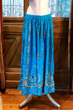 Boho long skirt, Sequined Embroidery Long Maxi Skirt, Bohemian Chic Festival Ethnic Hippie Summer One Size Feminine Long Skirt.