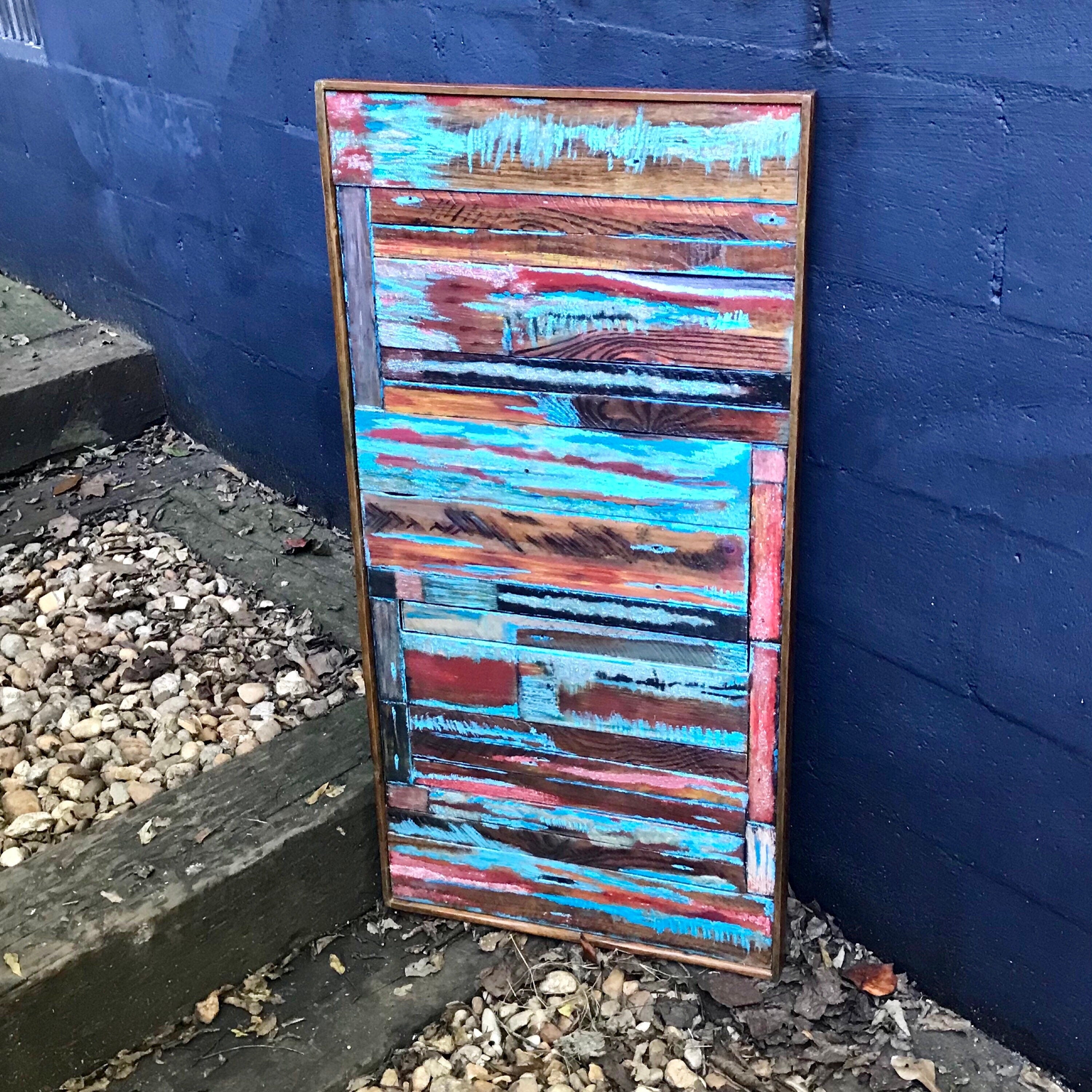 Wall Reclaimed Wood Art Decor, modern Rustic large Mix Media, Sculpture Geometric Abstract County Cabin 3d Mosaic Farmhouse Coastal Wall Art
