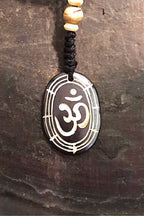 Carved Bone Pendant Necklace/ Chakra Necklace/ BoHo Bone Necklace/ Om Pendant/ Festival Jewelry/ Bone Pendant/ Spiritual Jewelry Gifts