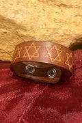 Leather Star Of David Bracelet, Support Israel Kabbalah Magen David Bracelet, Jewish Leather Bracelet,Spiritual Jewish Leather Bracelet