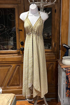 Boho Silk Dress, Bohemian Halter, Dress Ethnic Beach Dress, Festival Dress, Hippie Dress, Vintage Recycled Silk Dress, Boho Chic Gypsy Dress