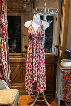 Boho Silk Dress, Bohemian Halter, Dress Ethnic Beach Dress, Festival Dress, Hippie Dress, Vintage Recycled Silk Dress, Boho Chic Gypsy Dress