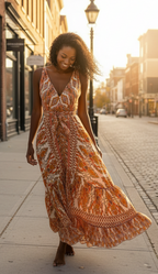 Ethnic, Gypsy, Hippie, Festival, Ruffle dress, alternate view from Ariel La Boutique