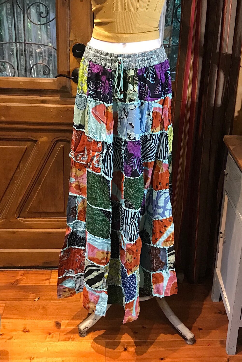 Boho long Skirt, Patchwork Long Maxi Skirt, Bohemian Boho Chic Festival Skirt, Ethnic Hippie Summer One Size Feminine Long Skirt, Boho SkIrt