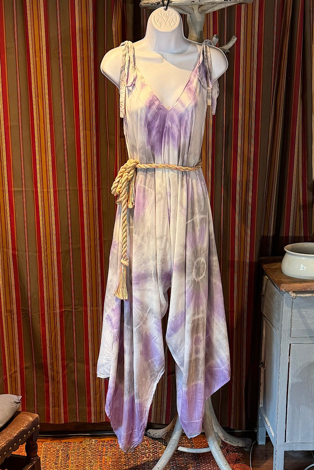 Boho Tie Dye Jumpsuit, Bohemian Clothing, Boho jumpsuit Harem Pants, Loose Yoga  Festival Pants, Wide Leg Women Festival Pants, Hippie Pants