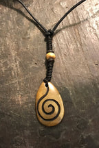 Carved Bone Pendant Necklace/ Chakra Necklace/ BoHo Bone Necklace/ Mantra Pendant/ Festival Jewelry/ Bone Pendant/ Spiritual Jewelry Gifts