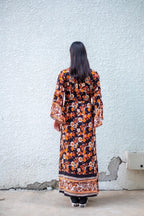 Boho Kimono Long Dress, Hippie Dress, Long Bell Sleeves Dress, Bohemian Festival Ethnic Dress, Boho Dress, Beach Gypsy Adjustable Dress
