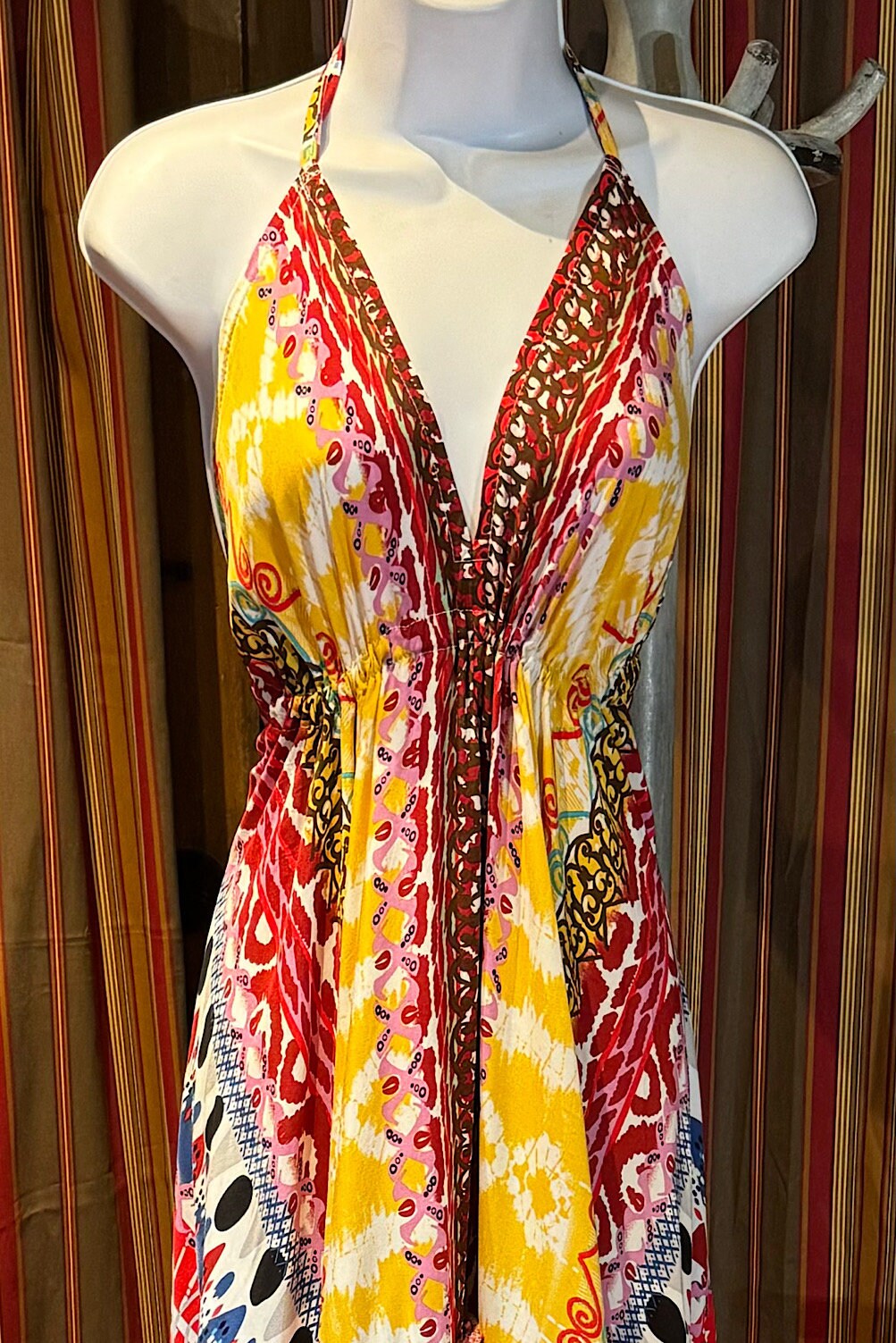 Boho Long Ruffle Dress, Hippie Dress, Open back Dress, Bohemian Festival Ethnic Dress, Boho Dress, Beach Halter Ruffle Boho Gypsy Dress