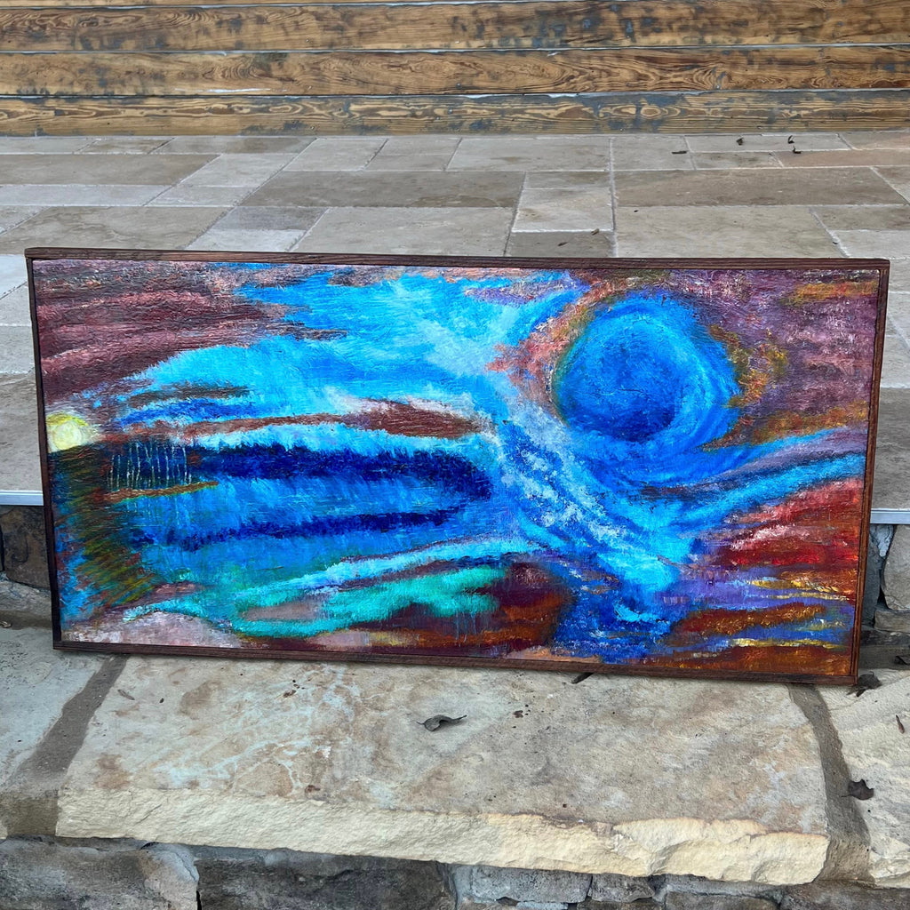 Wall Modern Large Reclaimed Wood Art, Abstract Mix Media Decor Original Oil Painting Wall Art, Farmhouse country CabIn Contemporary Decor