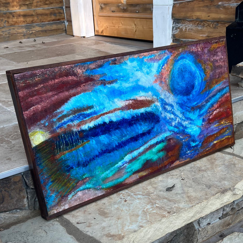 Wall Modern Large Reclaimed Wood Art, Abstract Mix Media Decor Original Oil Painting Wall Art, Farmhouse country CabIn Contemporary Decor
