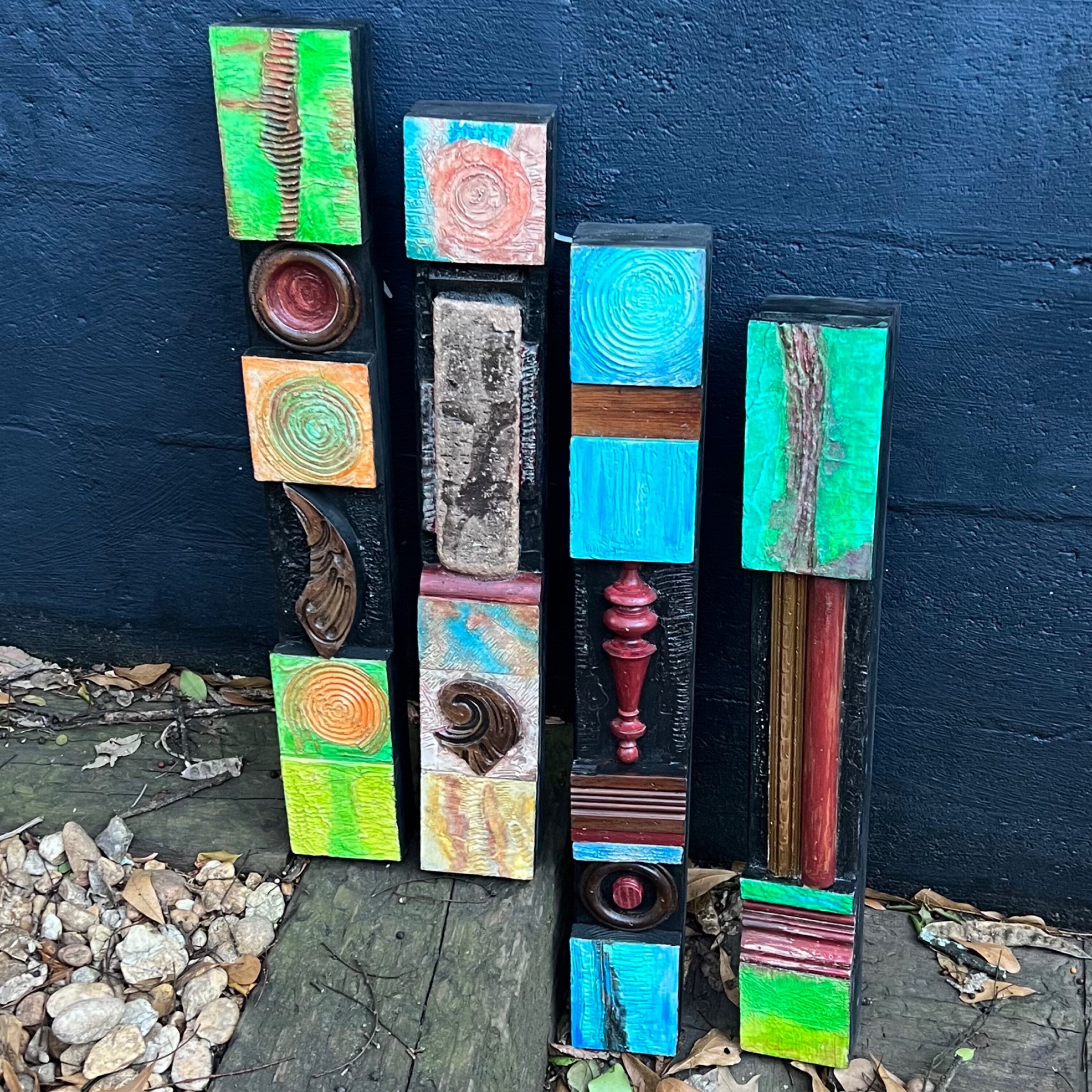 Wall totem Art, Totem Art, Reclaimed Wood Wall modern totem Rustic Mix Media, Sculpture Geometric Abstract County Cabin Farmhouse Beach Art