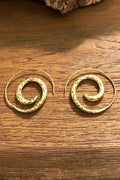 Spiral Brass Earrings/ Bucklace d'oreille Laiton Lotus/ Boho Earrings/ Tribal Jewelry/ Gypsy Hoop Earrings/ Ethnic Earrings/ Laboho