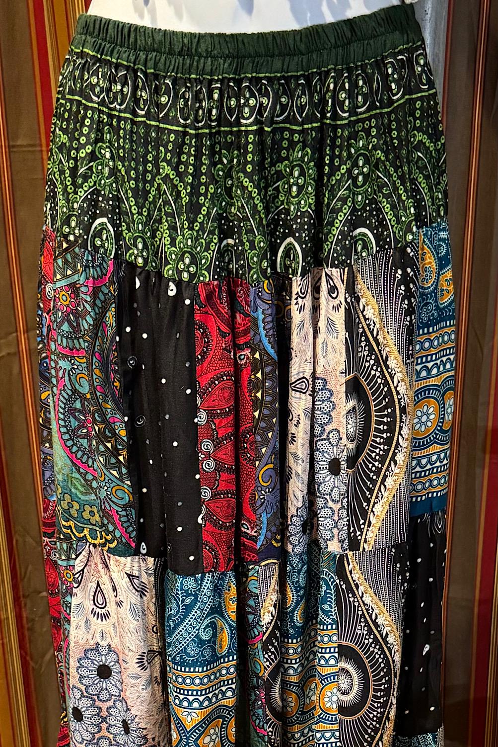 Boho long Skirt, Patchwork Long Maxi Skirt, Bohemian Boho Chic Festival Skirt, Ethnic Hippie Summer One Size Feminine Long Skirt, Boho SkIrt