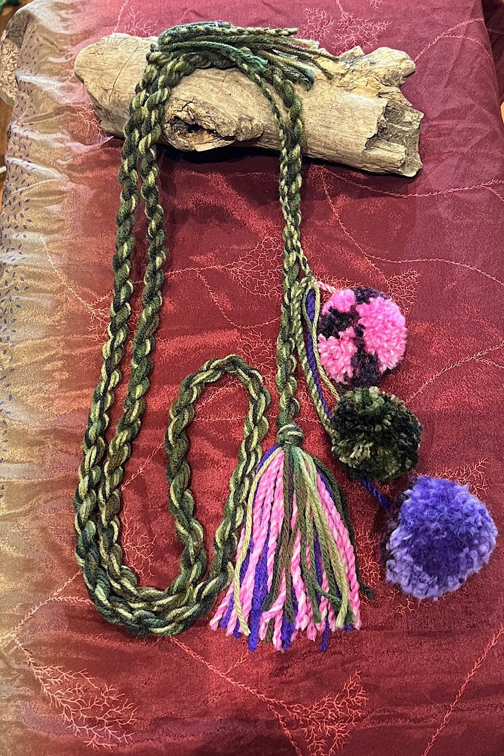 Boho festival Rope Belt Pom Pom Belt, Hippie Wrap Belly Dance Belt, Belly Chain Belts, Tassel Belts, Tribel Ethnic Rope Adjustable Belt