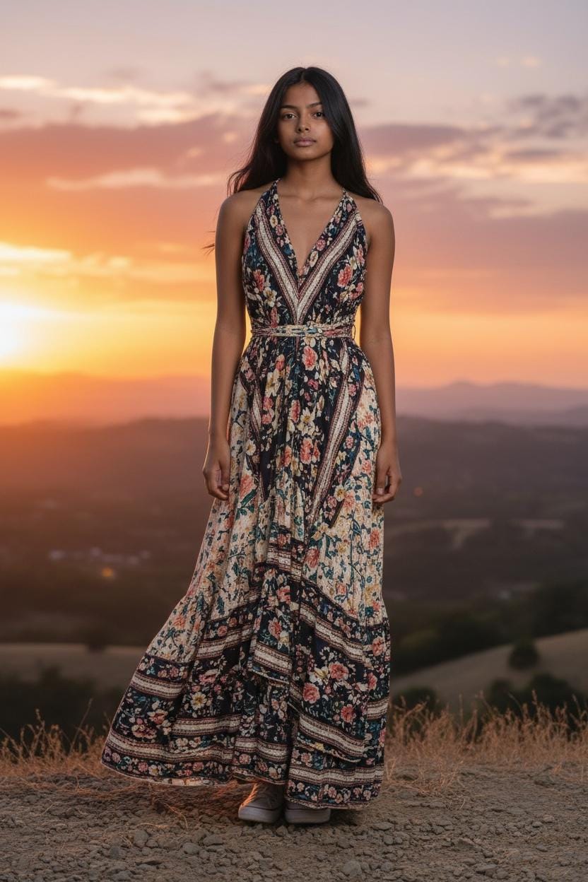 Boho Ruffle Long Dress, Hippie Dress, Open back Dress, Bohemian Festival Ethnic Dress, Boho Chic Dress, Beach Halter Ruffle Gypsy Dress