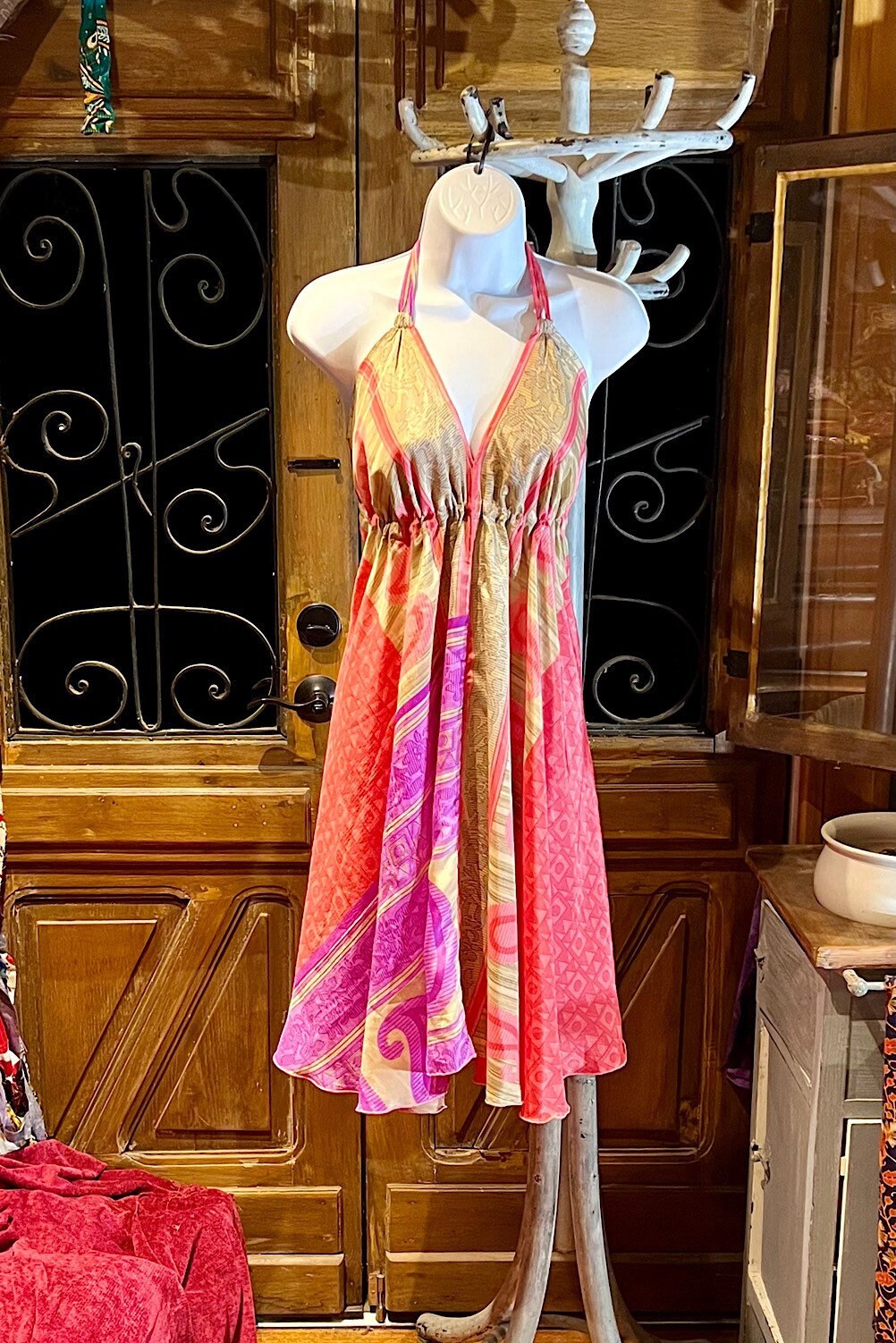 Boho Festival Dress, Bohemian Silk Dress, Ethnic Beach Short Dress, Festival Dress, Hippie Dress, Women Vintage Silk Boho Chic Gypsy Dress