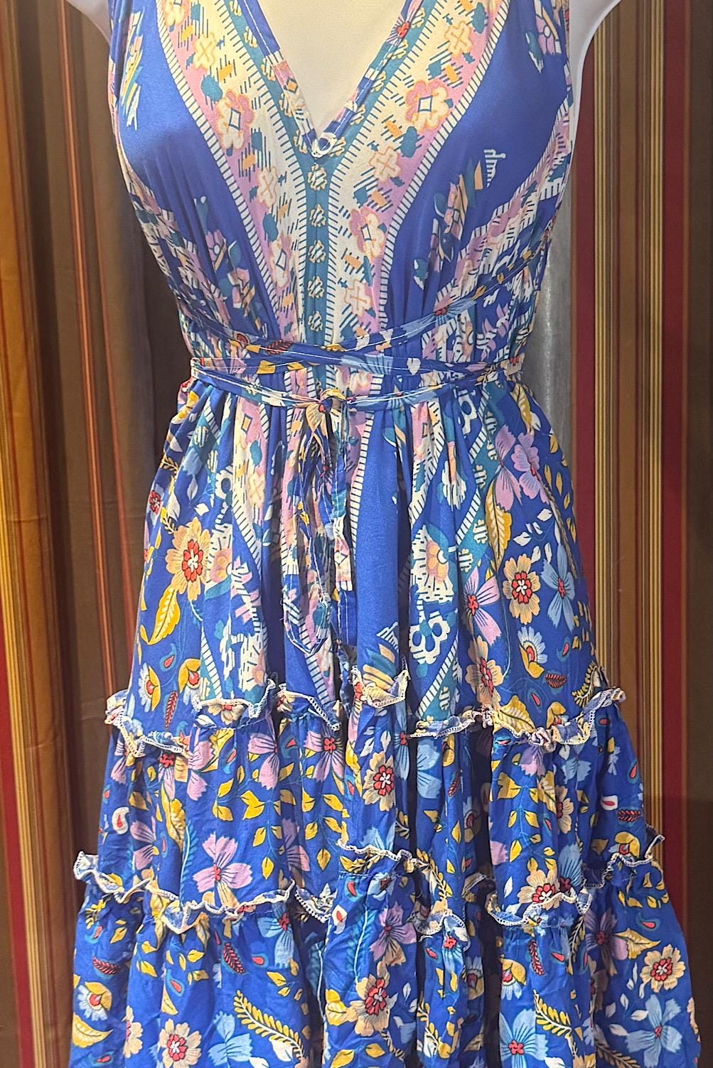 Boho Ruffle Dress, Hippie Dress, Open back Dress, Bohemian Festival Ethnic Dress, Boho Dress, Beach Halter Ruffle Dress Gypsy Boho Dress